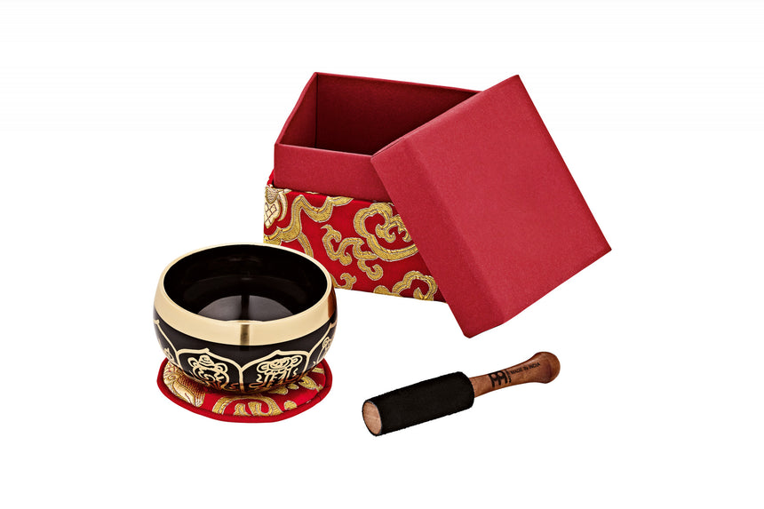 Meinl Sonic Energy SB-OR-300-R Klangschalen-Set, Rot / Messing poliert – Set mit Reiber, rotem Kissen und roter Box