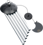 Meinl Sonic Energy MMC32S Moon Meditation Chime, 32 Zoll, Silber – Schräge Ansicht von Klangstäben und Pendel