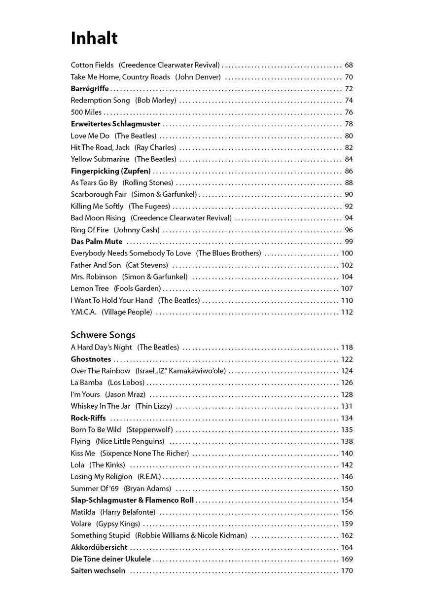 Let's Play Ukulele – Table des matières, page 2