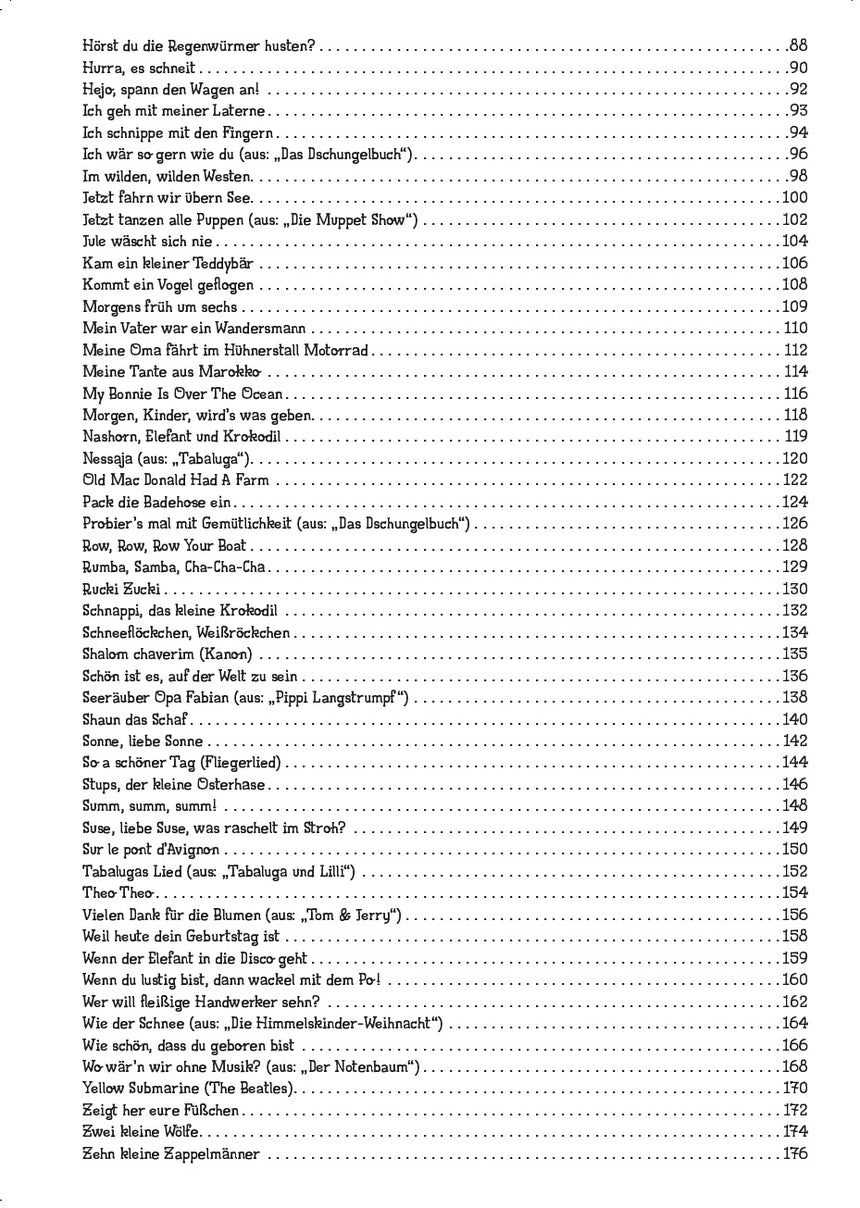 Suite du sommaire, chansons 51 à 100 et numéros de page.
