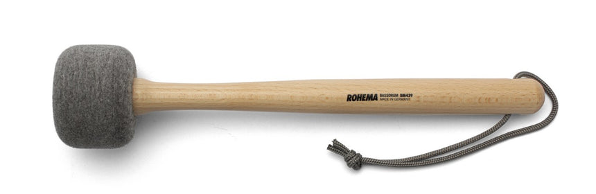 Rohema BM439 Bassdrum-Schlägel 61439 mit grauem Filzkopf und Buchenholzstiel, Seitenansicht