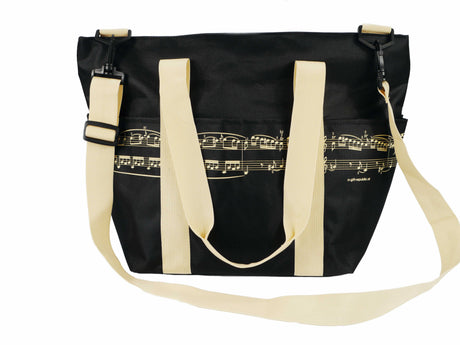Agifty B 3034 Schultertasche Pro Musica in Schwarz und Creme, Seitenansicht mit Schultergurt