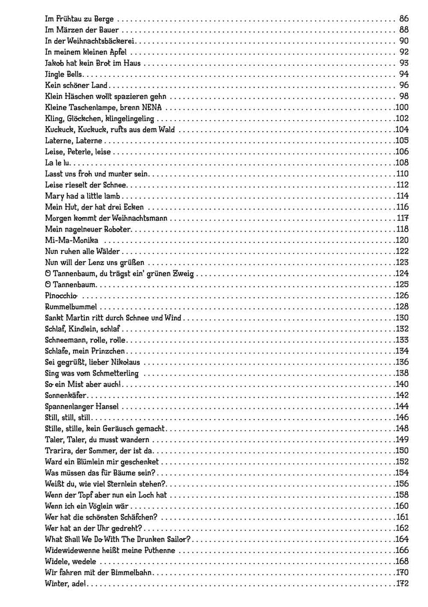 100 chansons pour enfants pour ukulélé, volume 2 BOE7964 – deuxième page du sommaire