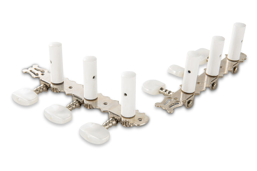 GEWA Pro Arte 545.211 chrome classical guitar tuners with lyre – white shaft view
