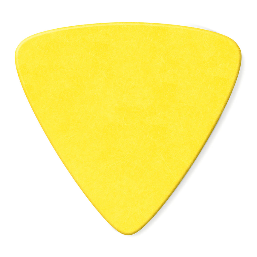 Dos sans impression d’un médiator jaune Dunlop Tortex Triangle de 0,73 mm