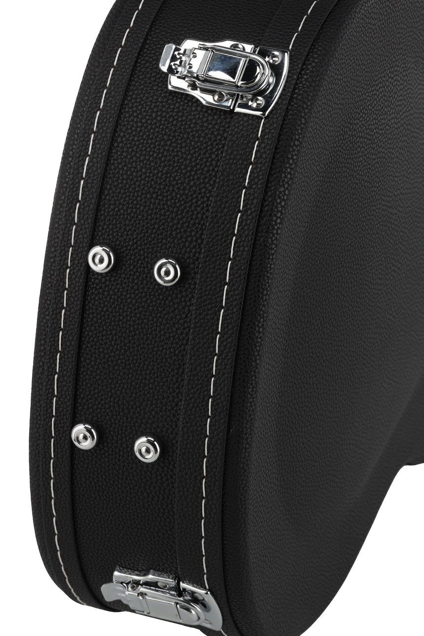 Étui GEWA Arched Top Economy pour guitare classique 523.270, noir – détail du bord extérieur et des ferrures