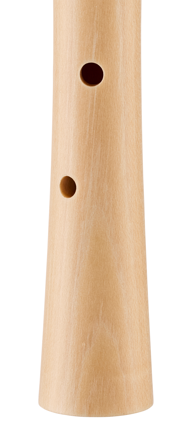 Moeck 1250 Schul-Sopranblockflöte, Ahorn natur – Detail der unteren Grifflöcher