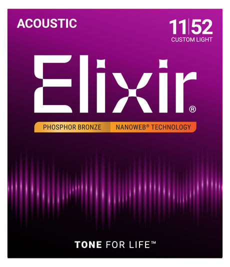 Elixir 16027 NANOWEB Phosphor Bronze 11/52 Custom Light – Vorderseite der Packung