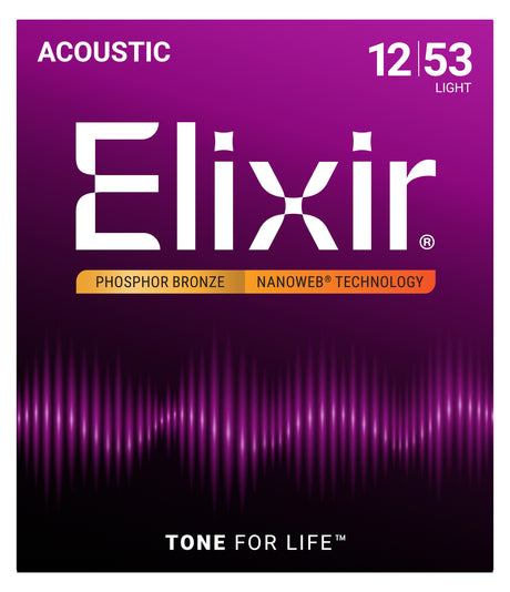 Elixir 16052 NANOWEB Phosphor Bronze 12/53 Light – Vorderseite der Packung