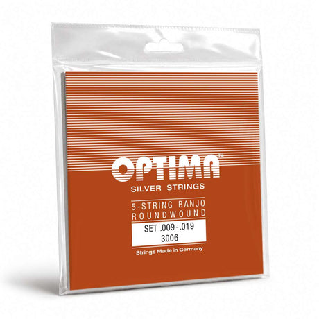 Jeu de cordes de banjo Optima 3006 pour cinq cordes, face avant de l’emballage