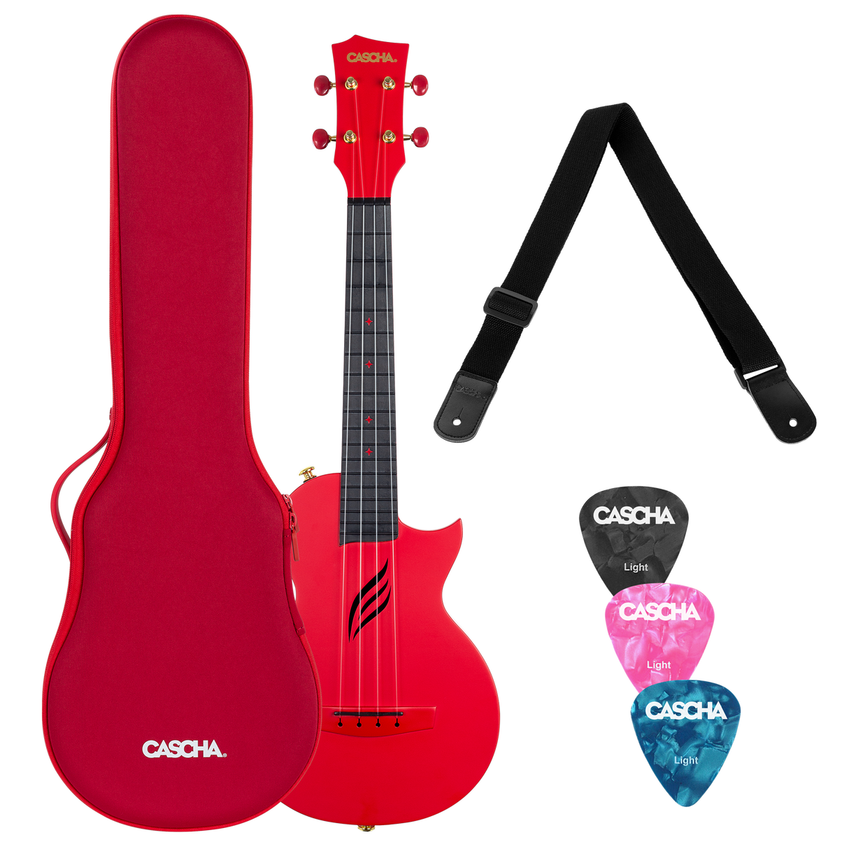 CASCHA Carbon Konzert Ukulele inkl. Tasche, Gurt - Musik-Ebert Gmbh