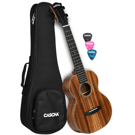 Cascha All Solid (Vollmassiv) Acacia Tenor Ukulele mit Tasche HH2311 - Musik-Ebert Gmbh