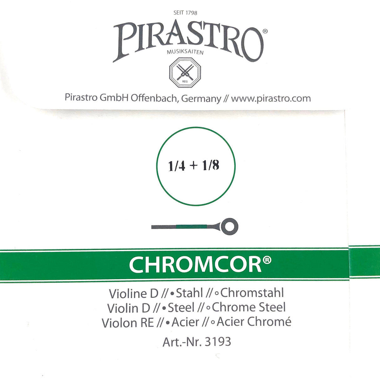Pirastro Chromcor Violin Einzelsaite D mit Kugel 1/4-1/8 - Musik-Ebert Gmbh